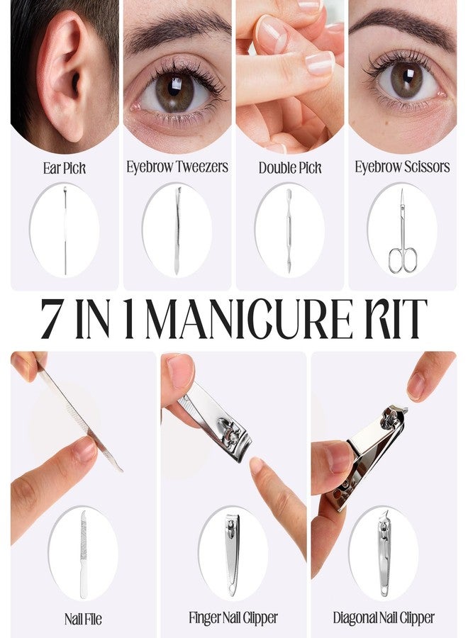 Leriton 60 Sets Travel Manicure Set Professional Nail Set 7 in 1 Stainless Steel Manicure Kit Grooming Kits Nail Care Tools with Care Tools Beauty Scissors Tweezers Gifts(Vintage Color) - Image 5